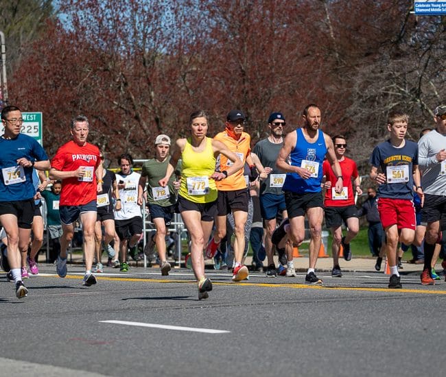 Runners in Lexington on Patriot's Day